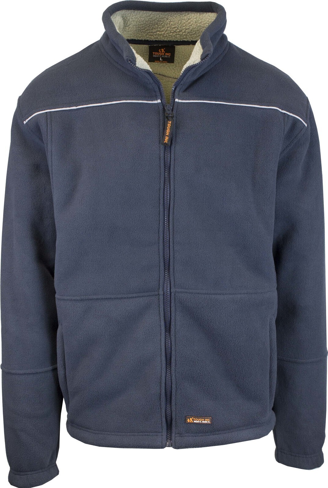 V563-CJ35-NVY-XXL-202503051951-00 Mens Full Zip Sherpa Polar Fleece Jumper Lined Warm Winter Jacket Pullover - XXL - Image 1