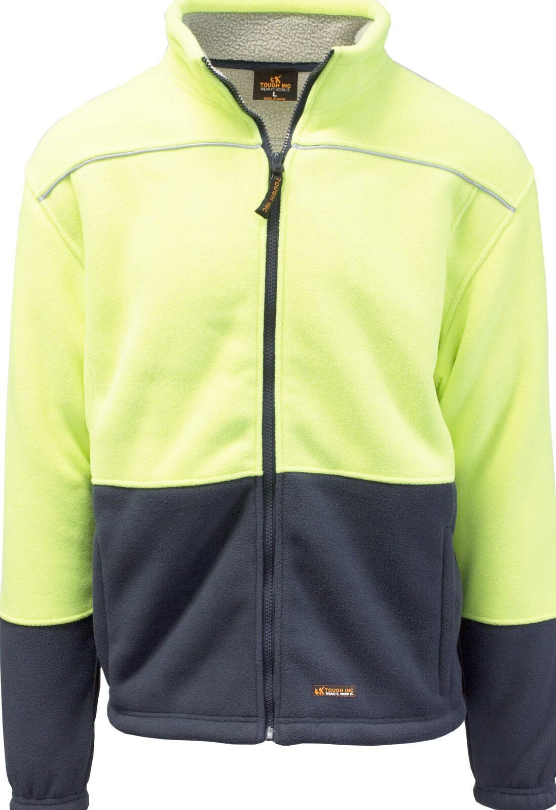 V563-CJ35-YLW-XXL-202503051930-00 HI VIS Polar Fleece Sherpa Jacket Full Zip Thick Lined Winter Safety Jumper - Yellow - XXL - Image 1
