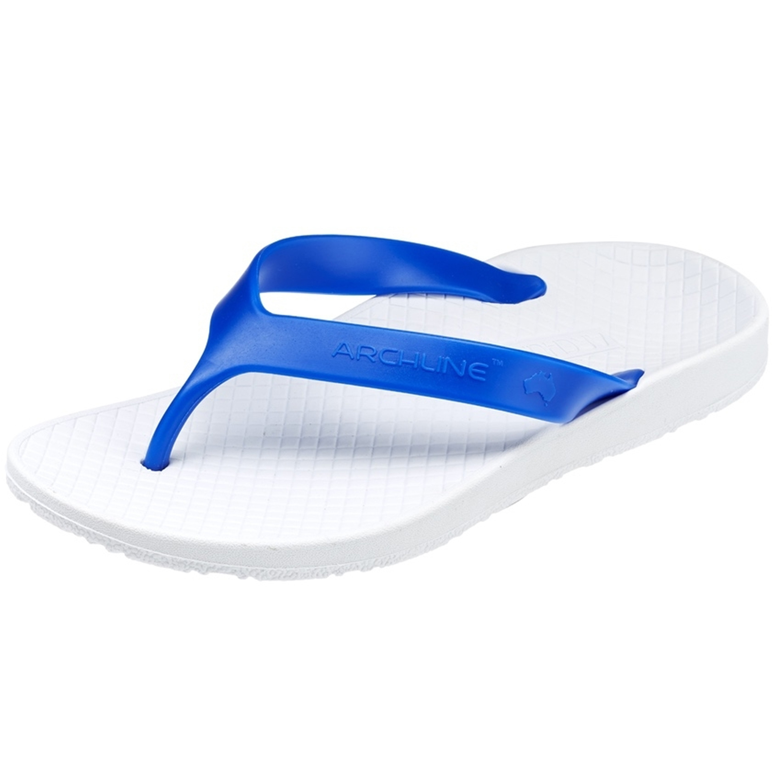 V563-CLRNC-THNGS-WH-BLU-35-202503051640-00 ARCHLINE Flip Flops Orthotic Thongs Arch Support Shoes Footwear - White/Blue - EUR 35 - Image 1