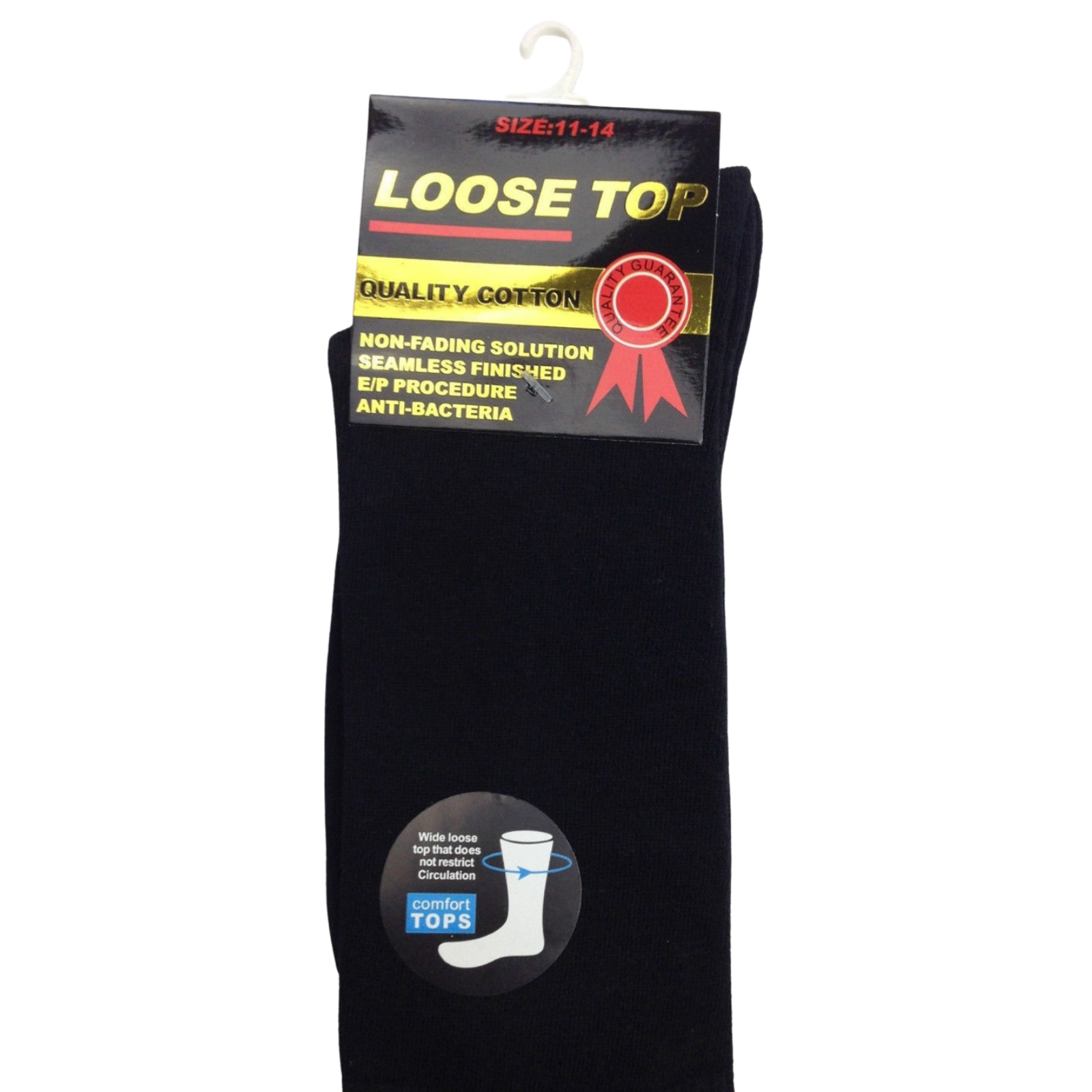 V563-COTTONLTSOX-BLK6-11-202503030931-00 1x Pair COTTON Rich LOOSE TOP SOCKS Dress Medical Circulation Diabetic Comfort - - - Image 1