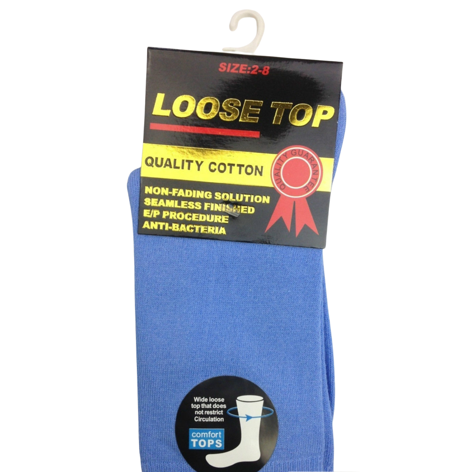 V563-COTTONLTSOX-BLU2-8-202503030931-00 1x Pair COTTON Rich LOOSE TOP SOCKS Dress Medical Circulation Diabetic Comfort - - - Image 1