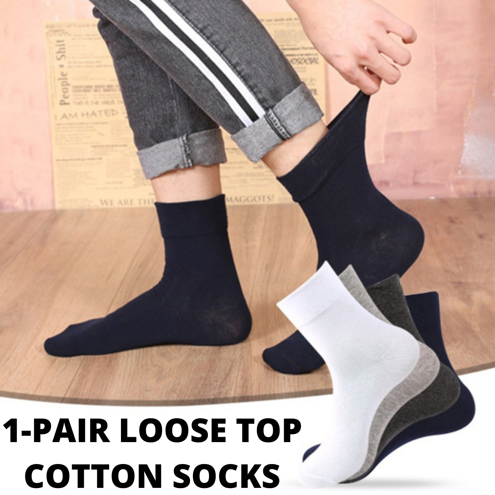 V563-COTTONLTSOX-CHRCL6-11-202503030931-00 1x Pair COTTON Rich LOOSE TOP SOCKS Dress Medical Circulation Diabetic Comfort - - - Image 1