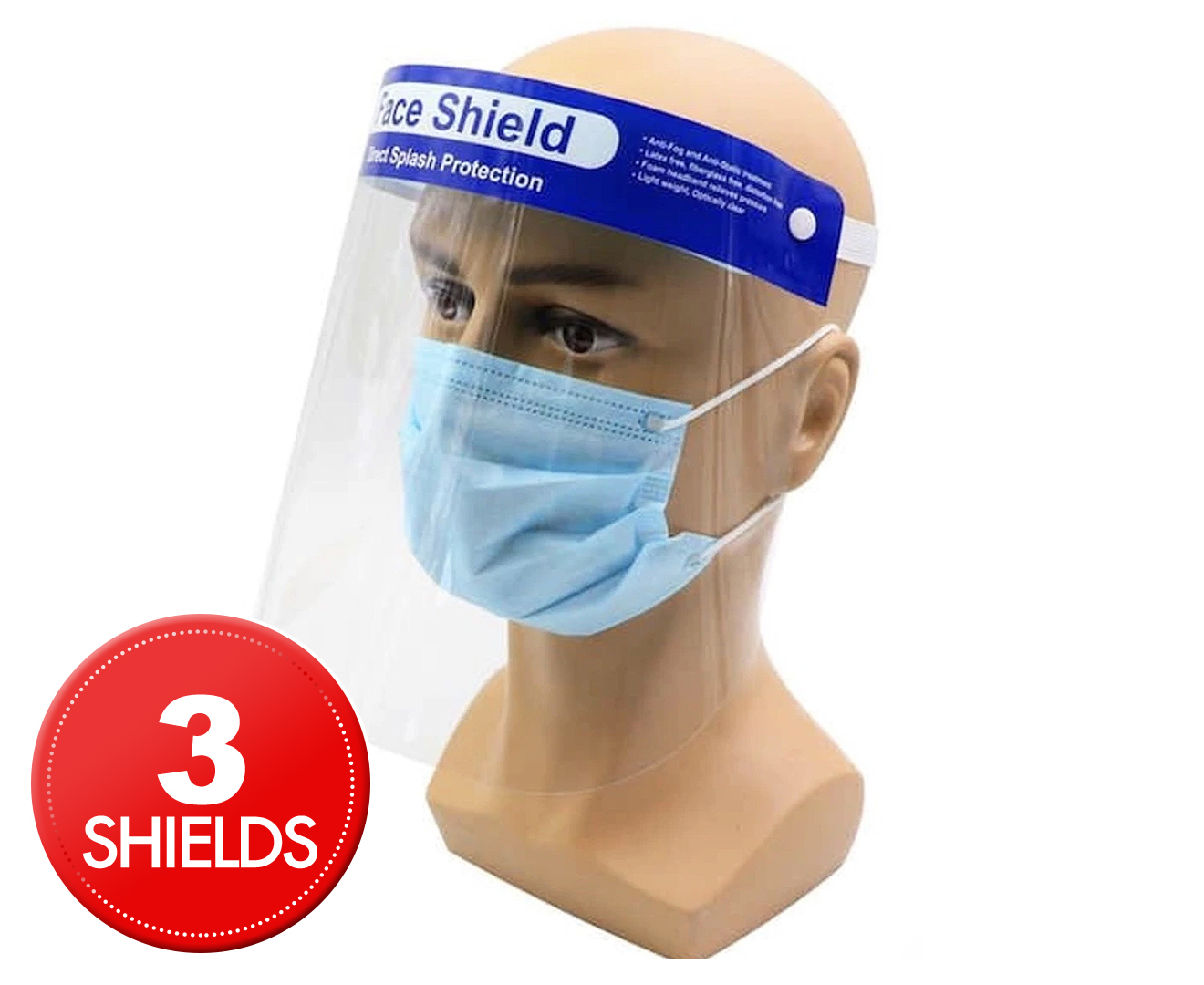 V563-FS-1_3PCS-173304-00 3x Safety Full Face Shield Clear Glasses Anti-Fog Eye Protector Shop Dental - Image 1