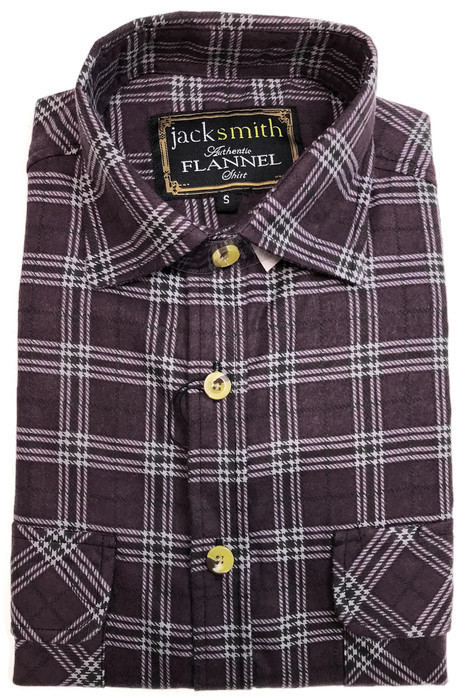 V563-FS-FP18-BURGUNDY97-S-202503051703-00 Mens Flannelette Shirt 100% Cotton Check Authentic Flannel Long Sleeve Vintage - Burgundy - S - Image 1