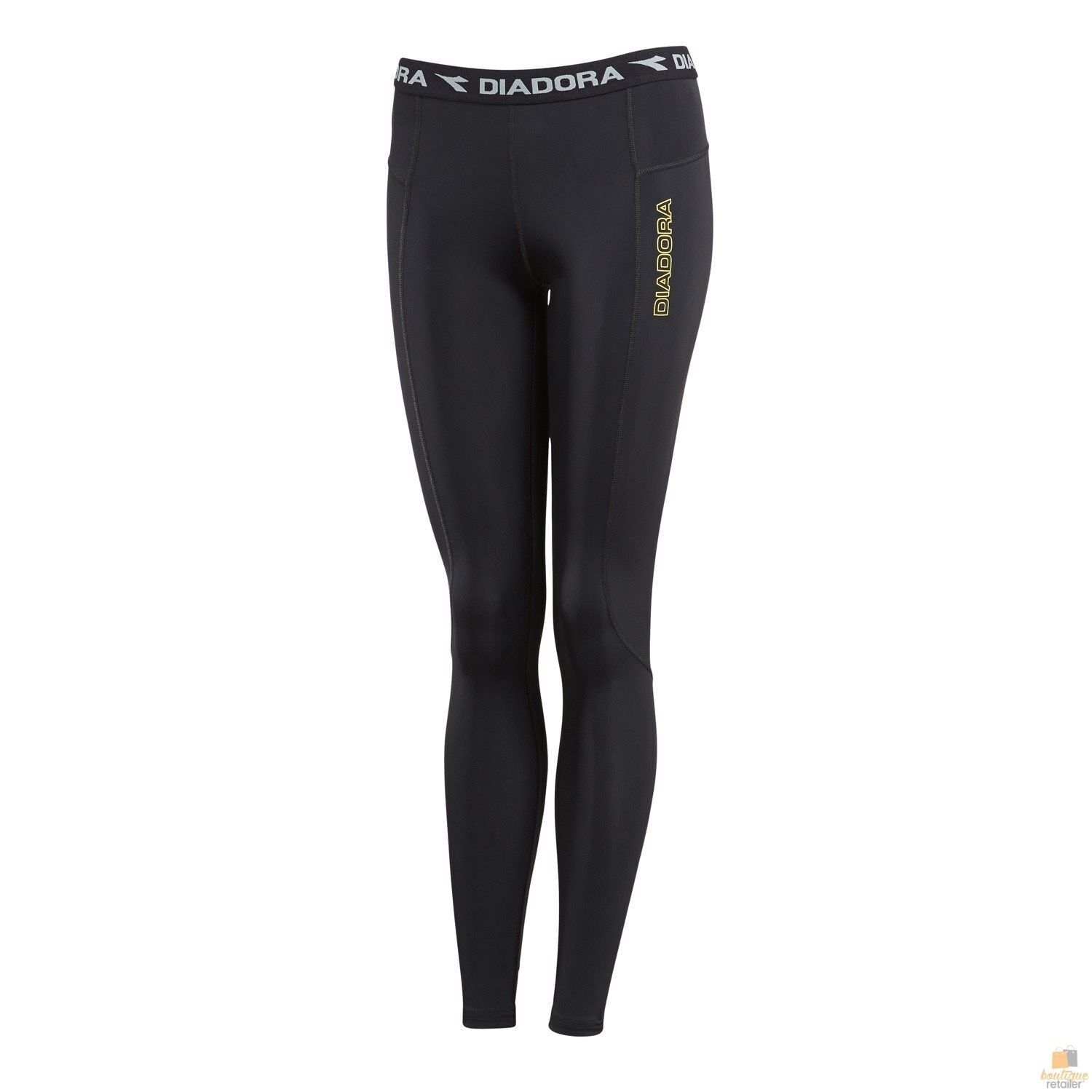 V563-GDWS1390-BLK-12-150360-00 DIADORA Ladies Compression Sports Full Length Tights Gym Yoga - Black - 12 - Image 1