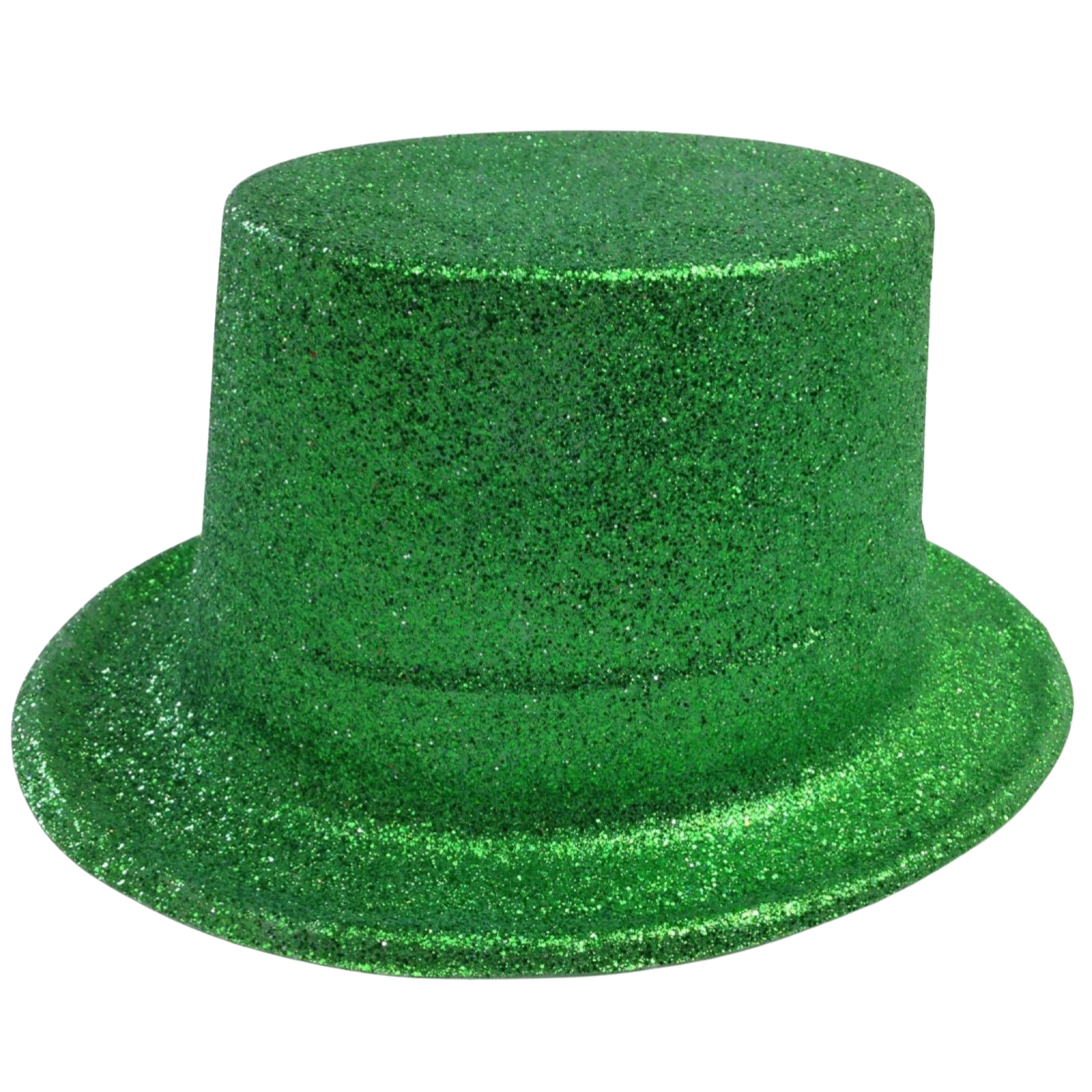 V563-GLTRTOPHAT-GRN-184326-00 GLITTER TOP HAT Fancy Party Plastic Costume Tall Cap Fun Dress Up Sparkle - Green - Image 1