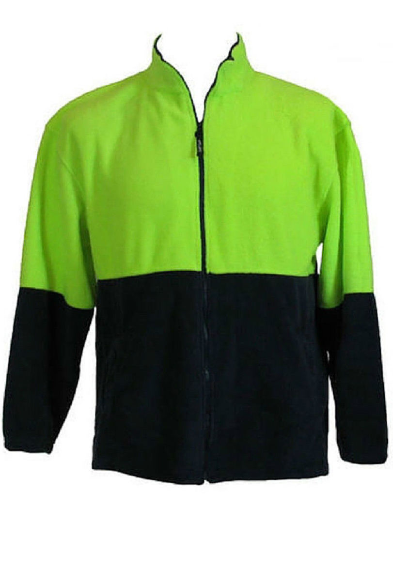 V563-HIVIS-FZWB-YLW-S-202503051801-00 HI VIS POLAR FLEECE Jumper Full Zip Safety Workwear Fleecy Jacket Unisex - Yellow - S - Image 1
