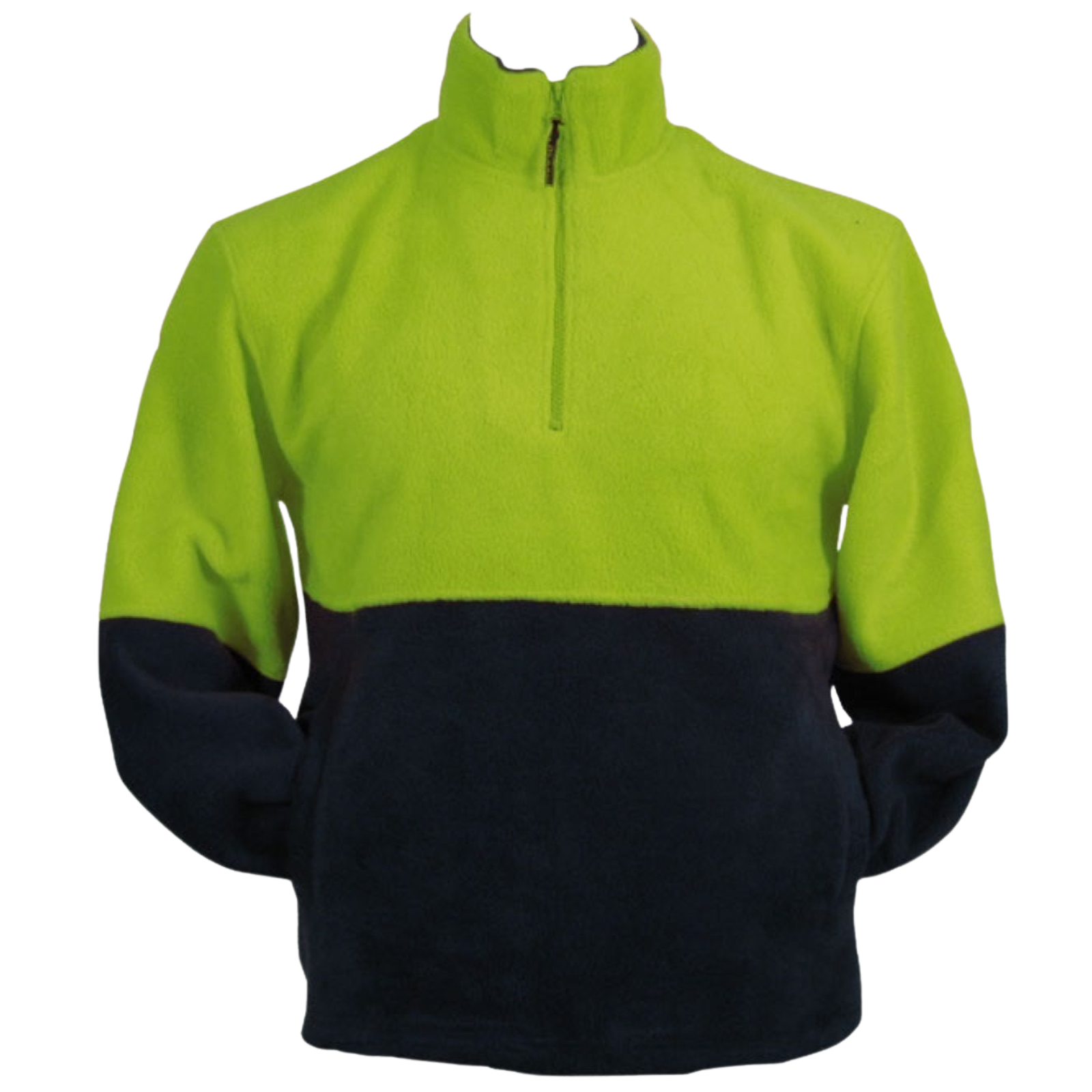 V563-HIVIS-HZWB-YLW-S-202503051753-00 HI VIS POLAR FLEECE Jumper 1/2 Half Zip Safety Workwear Fleecy Jacket Unisex - Yellow - S - Image 1