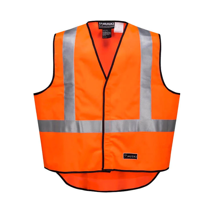 V563-HUSKI-918094-ORG-M-202503051710-00 HUSKI Hi Vis Patrol Vest 3M Reflective Tape Safety Workwear High Visibility - Orange - M - Image 1