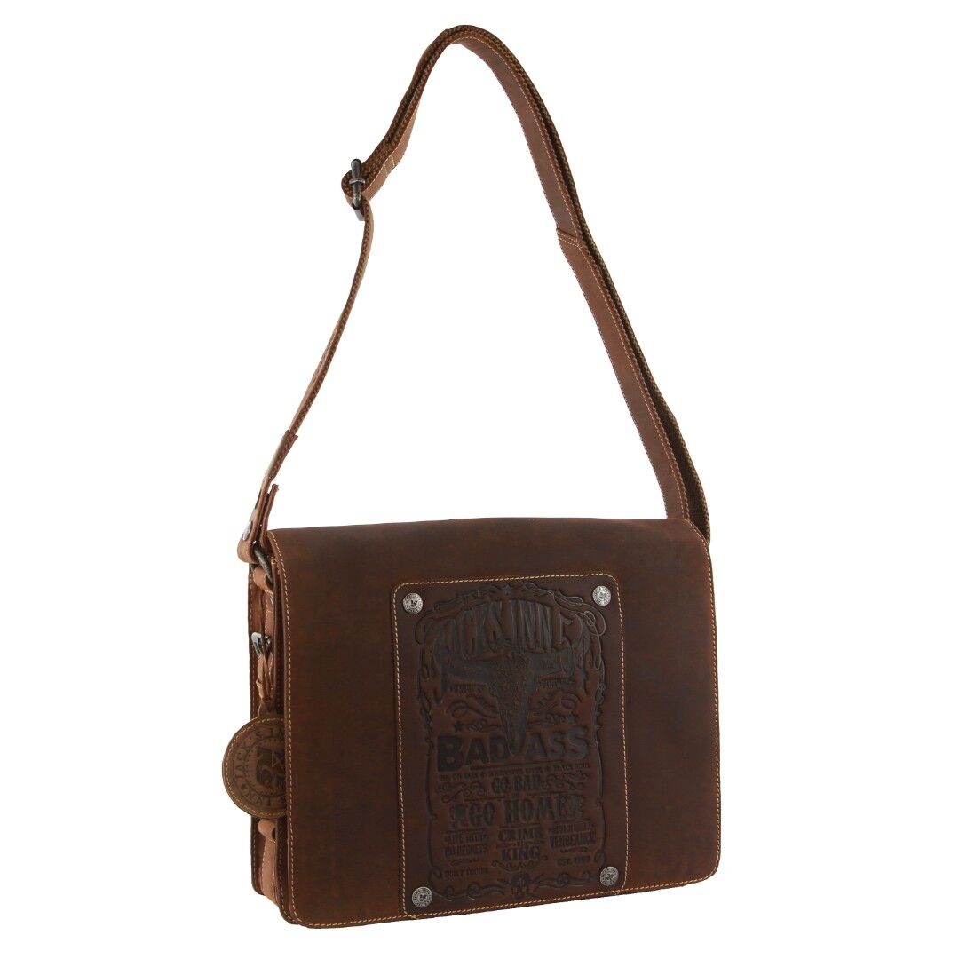 V563-JACK-14-COGN-202503061025-00 Jack's Inn Lady Killer Brown Crazy Horse Leather Shoulder Bag Western Vintage in Cognac - Image 1