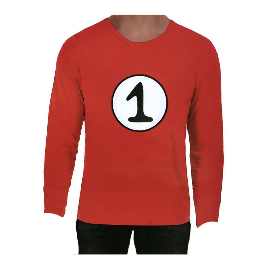 V563-JD-12201-M-202503052020-00 Adult Cat In The Hat Thing 1 Dr Seuss Red Top Party Costume Book Week - M - Image 1