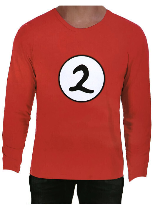 V563-JD-12202-S-202503052025-00 Adult Cat In The Hat Thing 2 Long Sleeve Red Top Costume Book Week - S - Image 1
