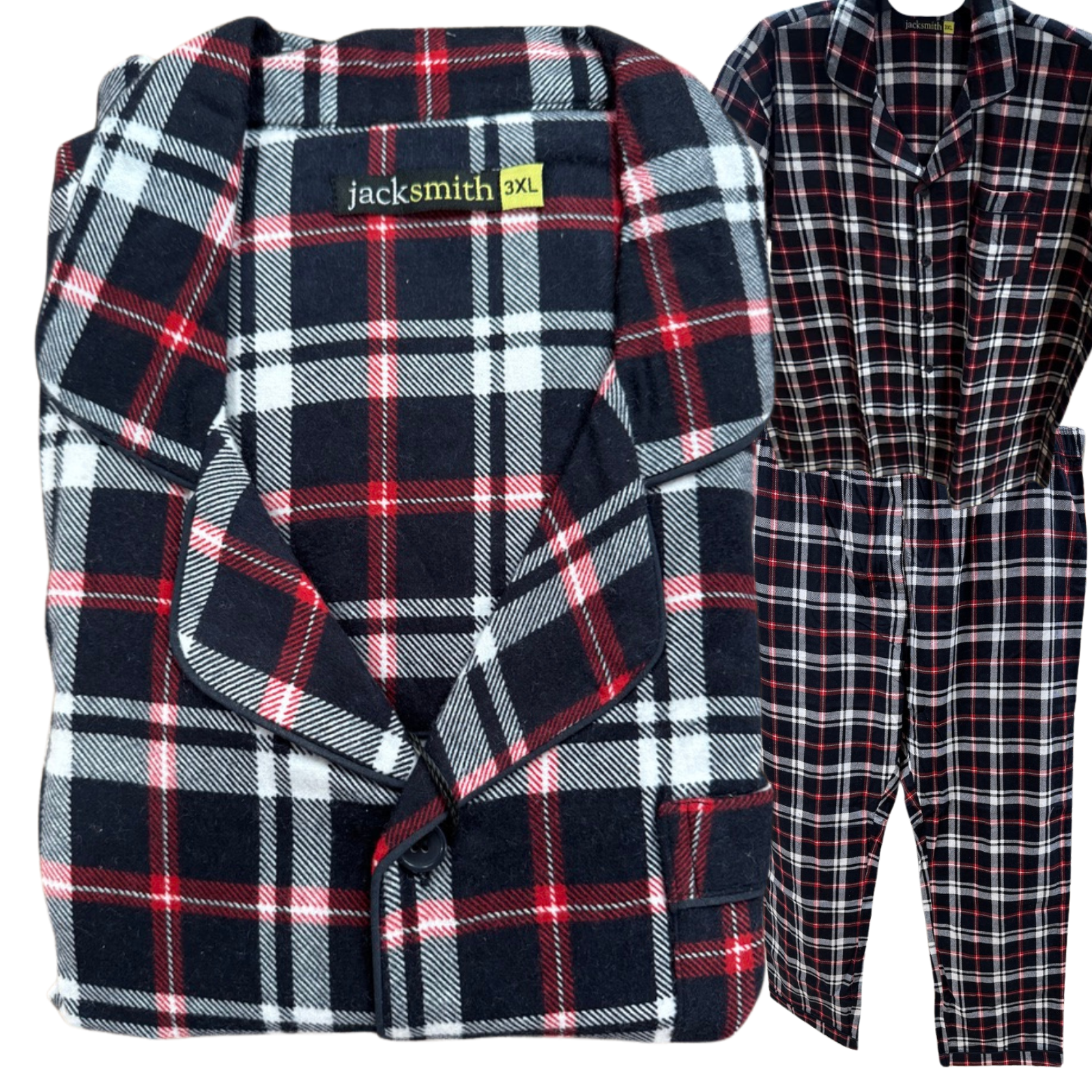 V563-JSPJ38-90-7XL-202503051430-00 Mens Plus Size Flannelette Pyjamas 100% Cotton PJs Set Top Pants in Red Check - 7XL - Image 1