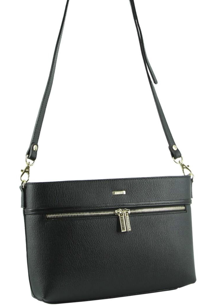 V563-MO-3028-BLACK-173297-00 Morrissey Italian Structured Leather Cross Body Handbag (MO3028) Bag - Black - Image 1