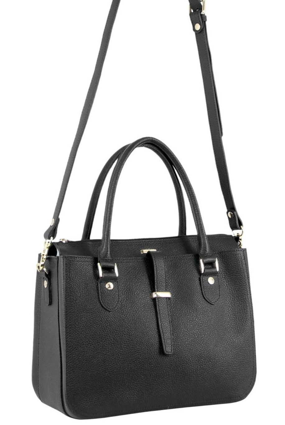 V563-MO-3159-BLK-173290-00 Morrissey Italian Womens Structured Leather Handbag Ladies Bag - Black - Image 1