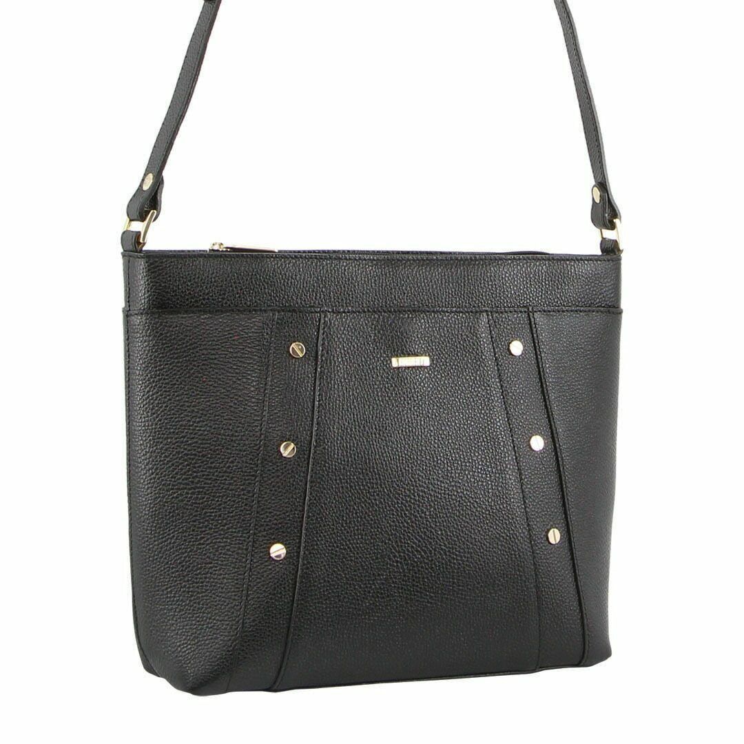 V563-MO-3163-BLK-173293-00 Morrissey Italian Genuine Leather Bag Cross Body Handbag Ladies iPad - Black - Image 1