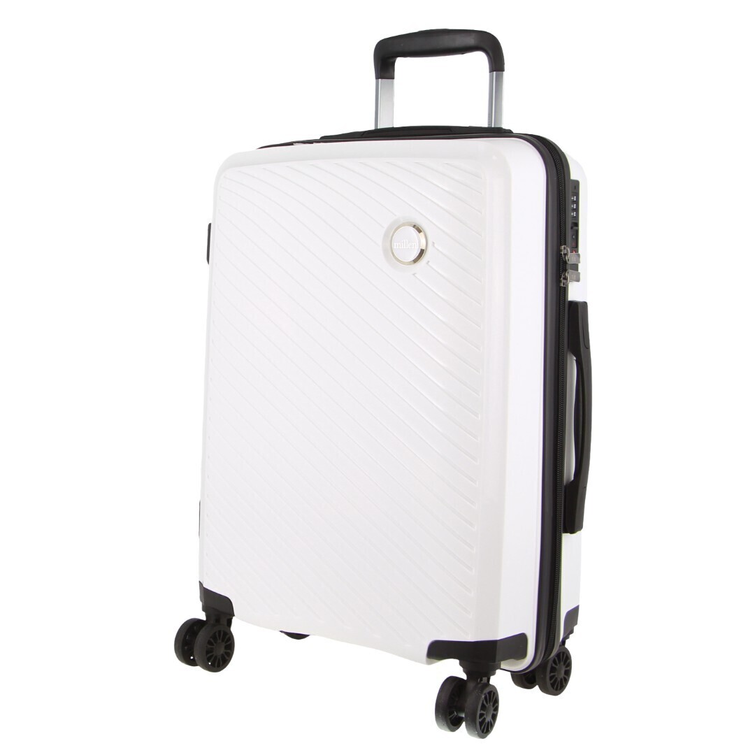 V563-MONACO-CABIN-WHITE-131004-00 Pierre Cardin Inspired Milleni Cabin Luggage Bag Travel Carry On Suitcase 54cm (39L) - White - Image 1