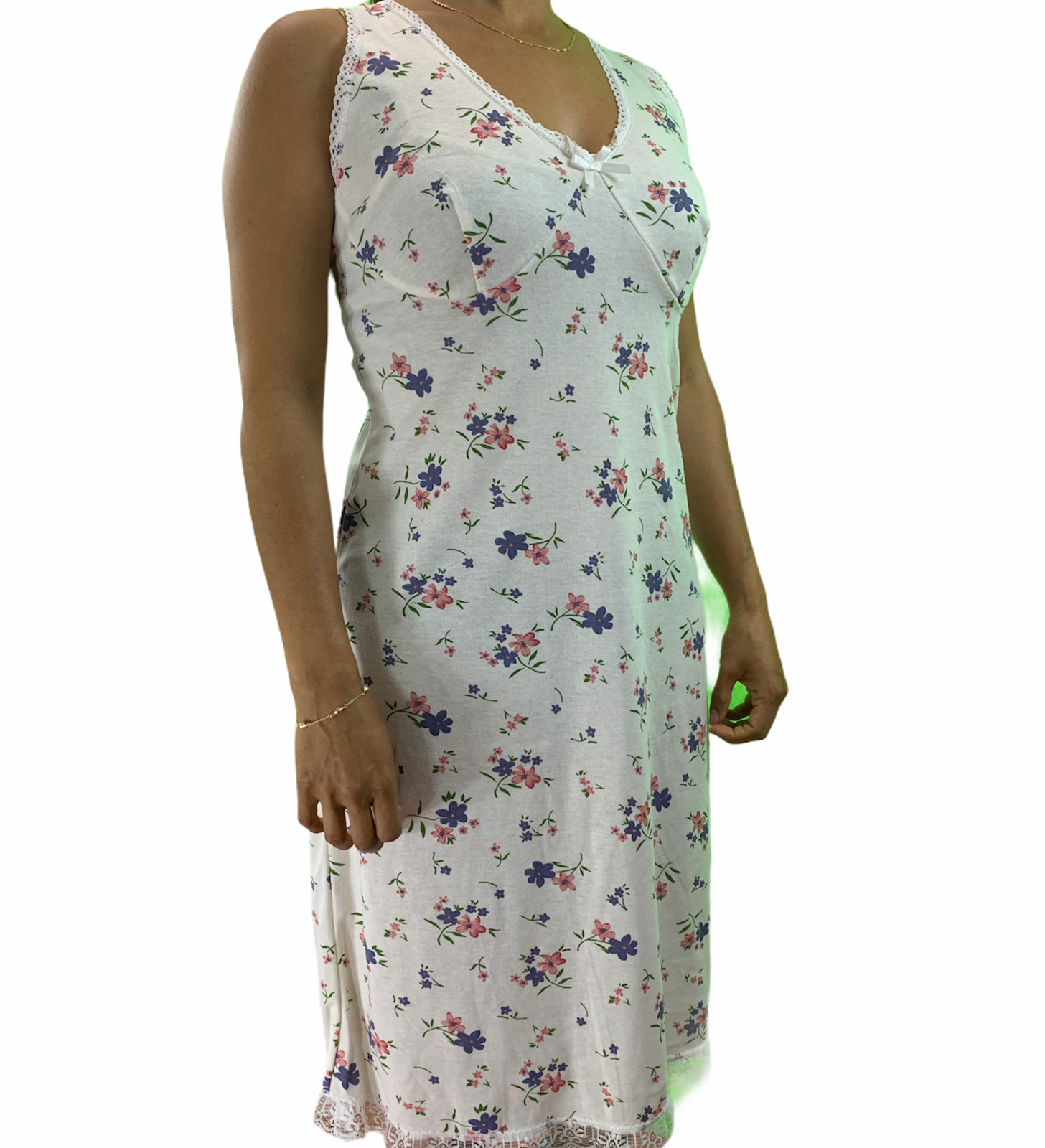 V563-NI-007-PINK-20-202503051930-00 Womens Ladies Cotton Nightie Night Gown Slip Petticoat PJs Sleepwear Dress - Pink - 20 - Image 1