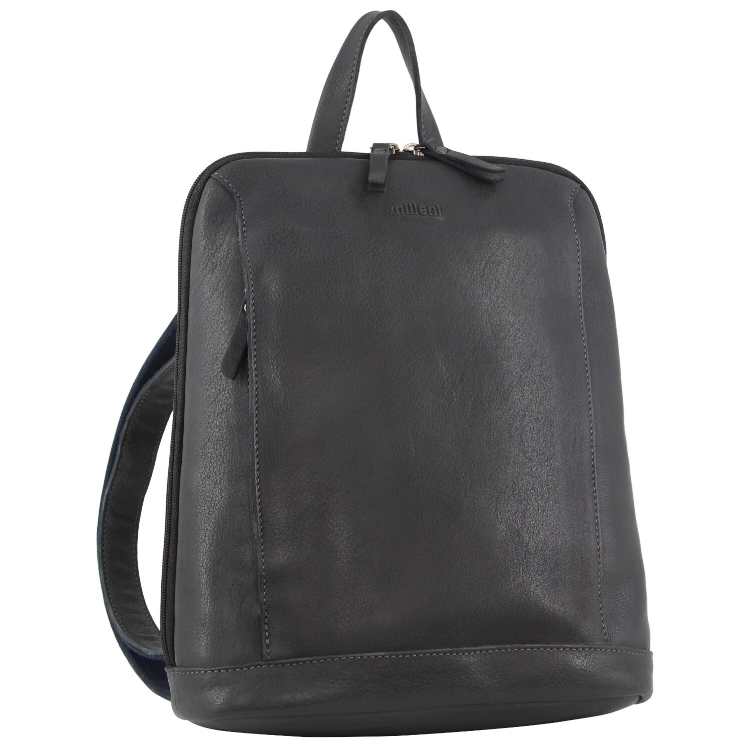 V563-NL3546-TEAL-145412-00 Milleni Ladies Nappa Leather Bag Twin Zip Backpack w/ Zipped Pocket - Teal - Image 1
