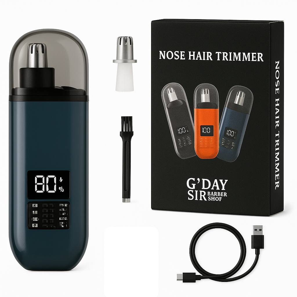 V563-NOSETRIMMER_BLUE-202505071421-00 Handheld Portable Nose Hair Trimmer Rechargeable USB-C Clipper Shaver in Blue/Teal - Image 1