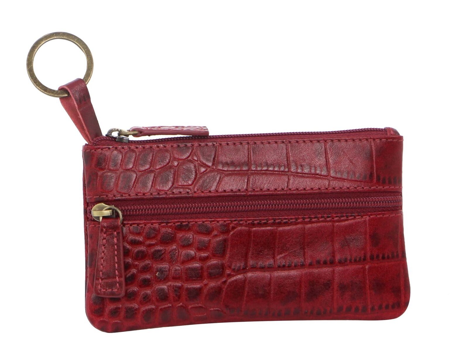 V563-PC-1349-RED-CROC-202503051601-00 Pierre Cardin Ladies Womens Genuine Leather RFID Coin Purse Wallet - Red Croc - Image 1