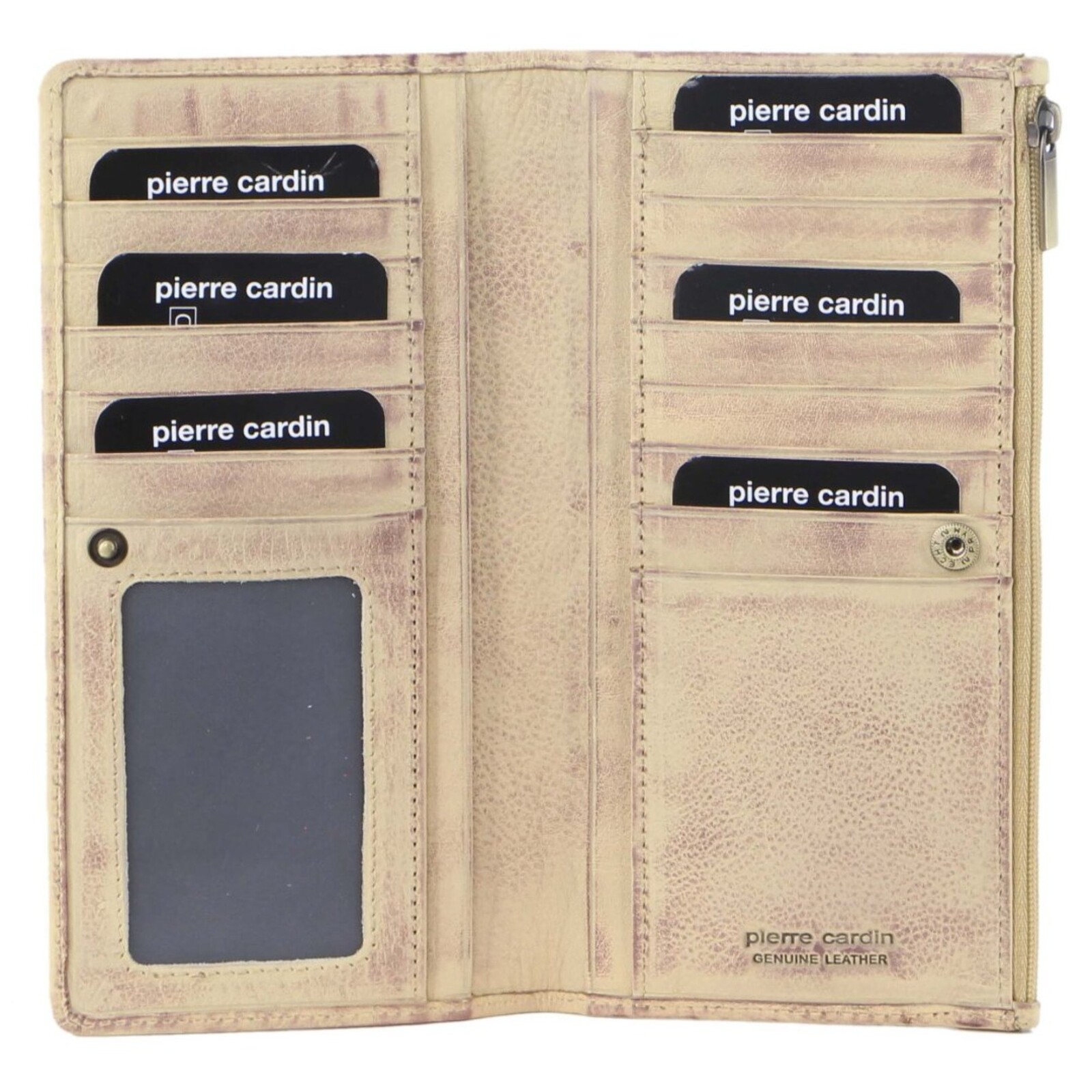 V563-PC-3351-LATTE-174190-00 Pierre Cardin Perforated Leather Ladies Handy Travel Wallet - Latte - Image 1