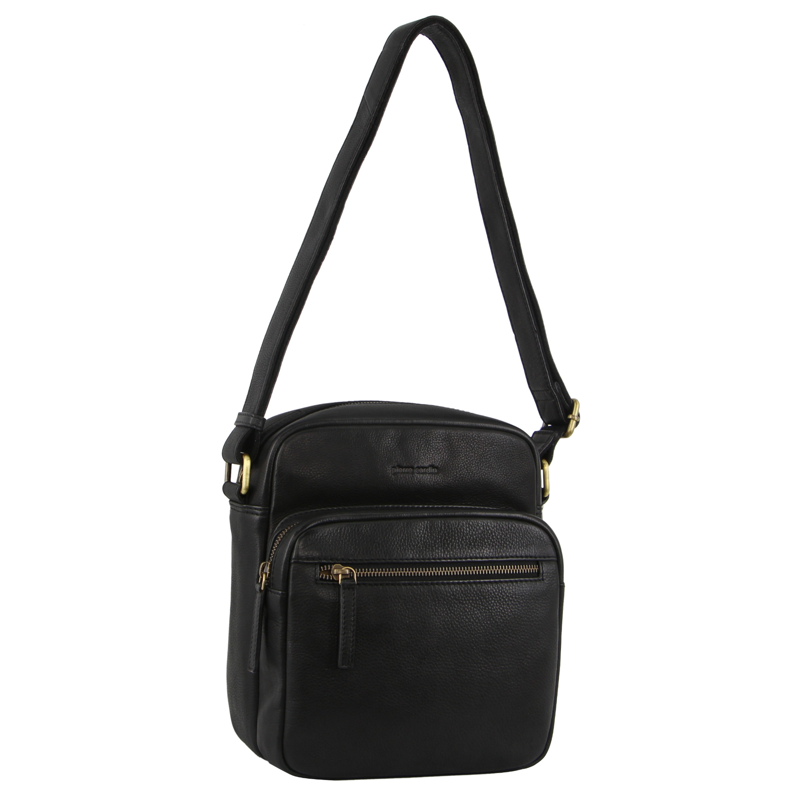 V563-PC-3502-BLK-173980-00 Pierre Cardin Mens Leather Cross-Body Bag Organiser - Black - Image 1
