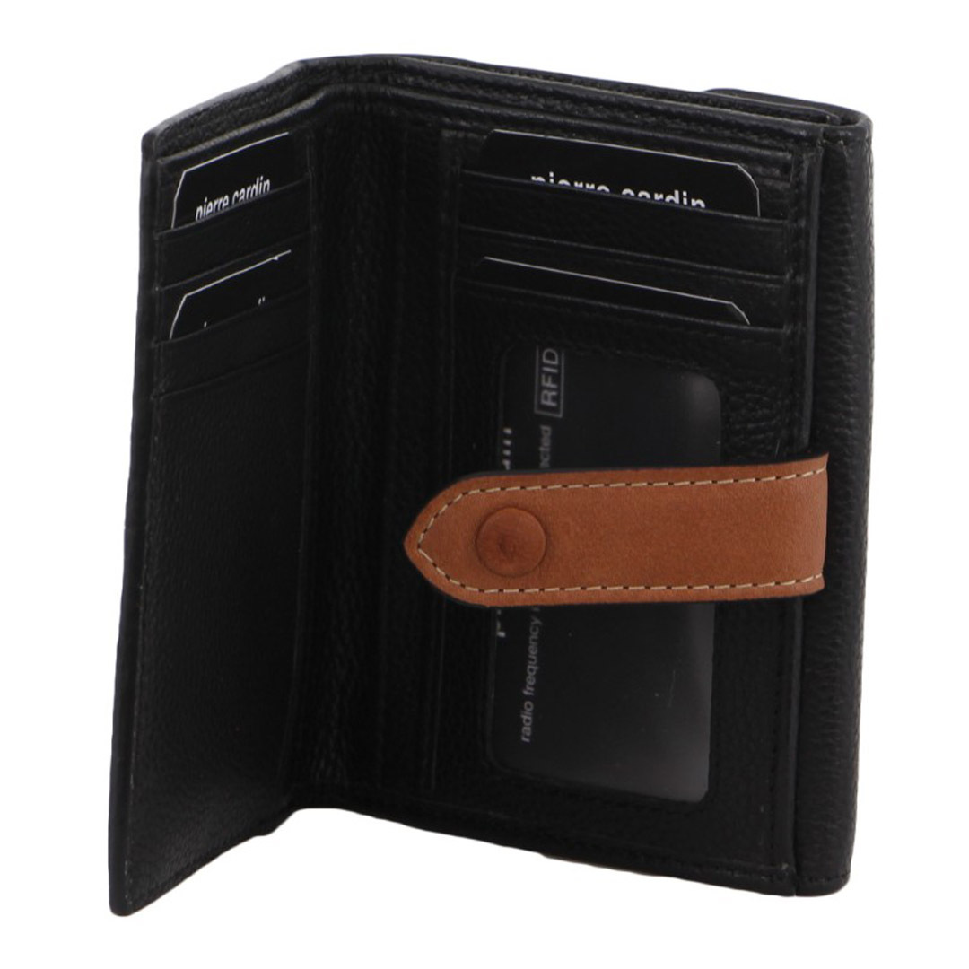 V563-PC-3606-BLK-173982-00 Pierre Cardin Womens Leather Bi-Fold Tab Wallet Ladies - Black - Image 1