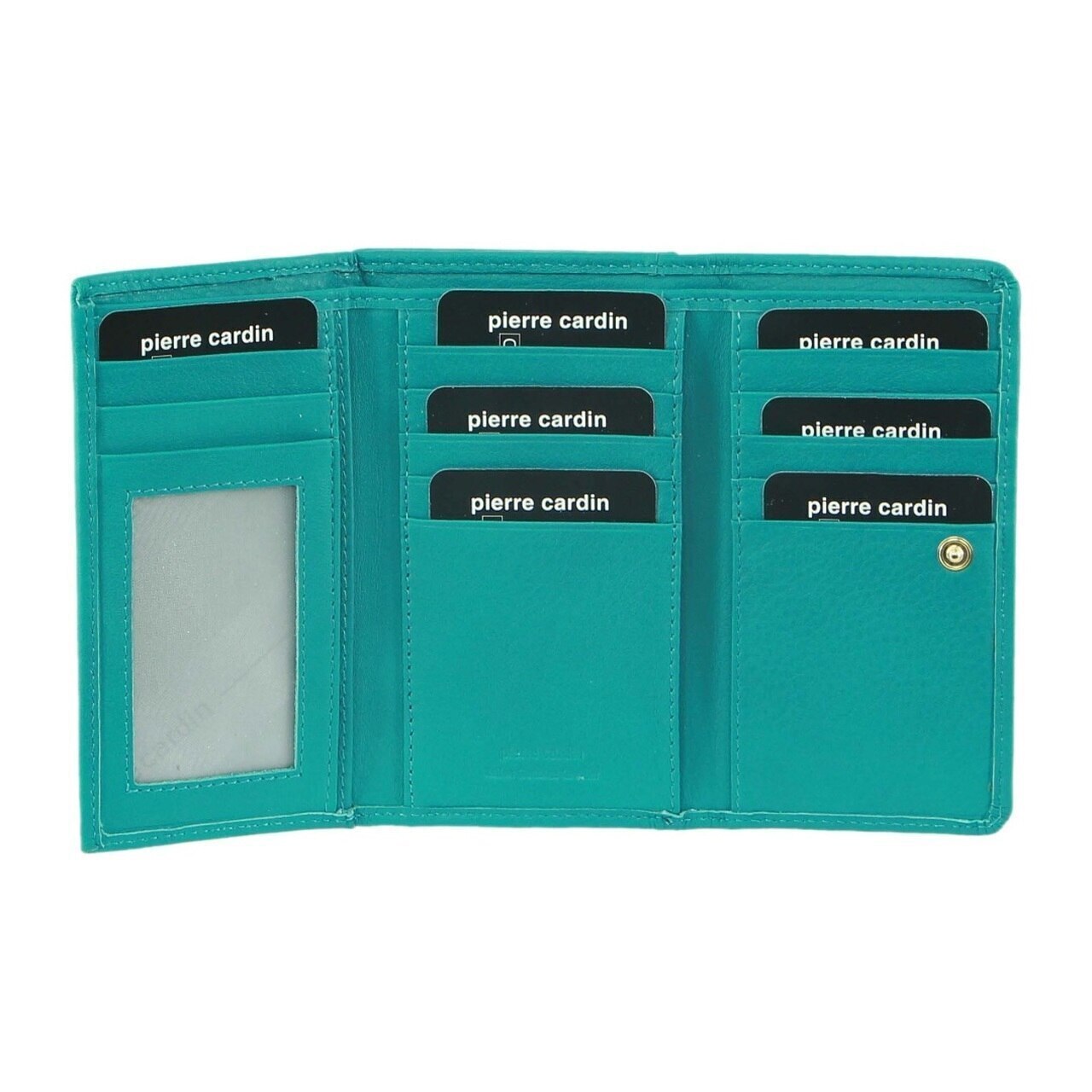 V563-PC-8776-TURQUOISE-174060-00 Pierre Cardin Womens Soft Italian Leather RFID Purse Wallet Rustic - Turquoise - Image 1
