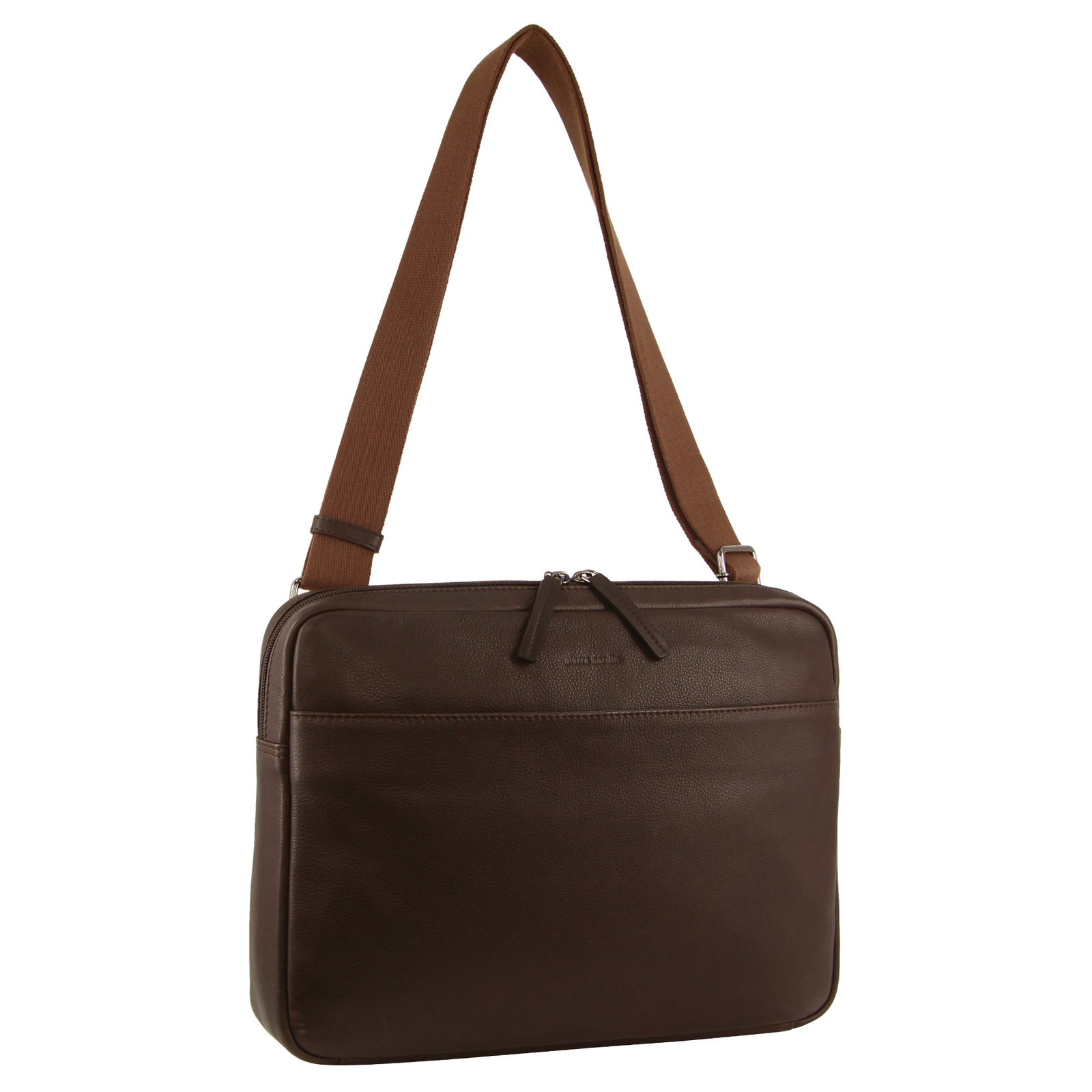 V563-PC3503-BROWN-173964-00 Pierre Cardin Mens Leather 13" Laptop Computer Bag - Brown - Image 1