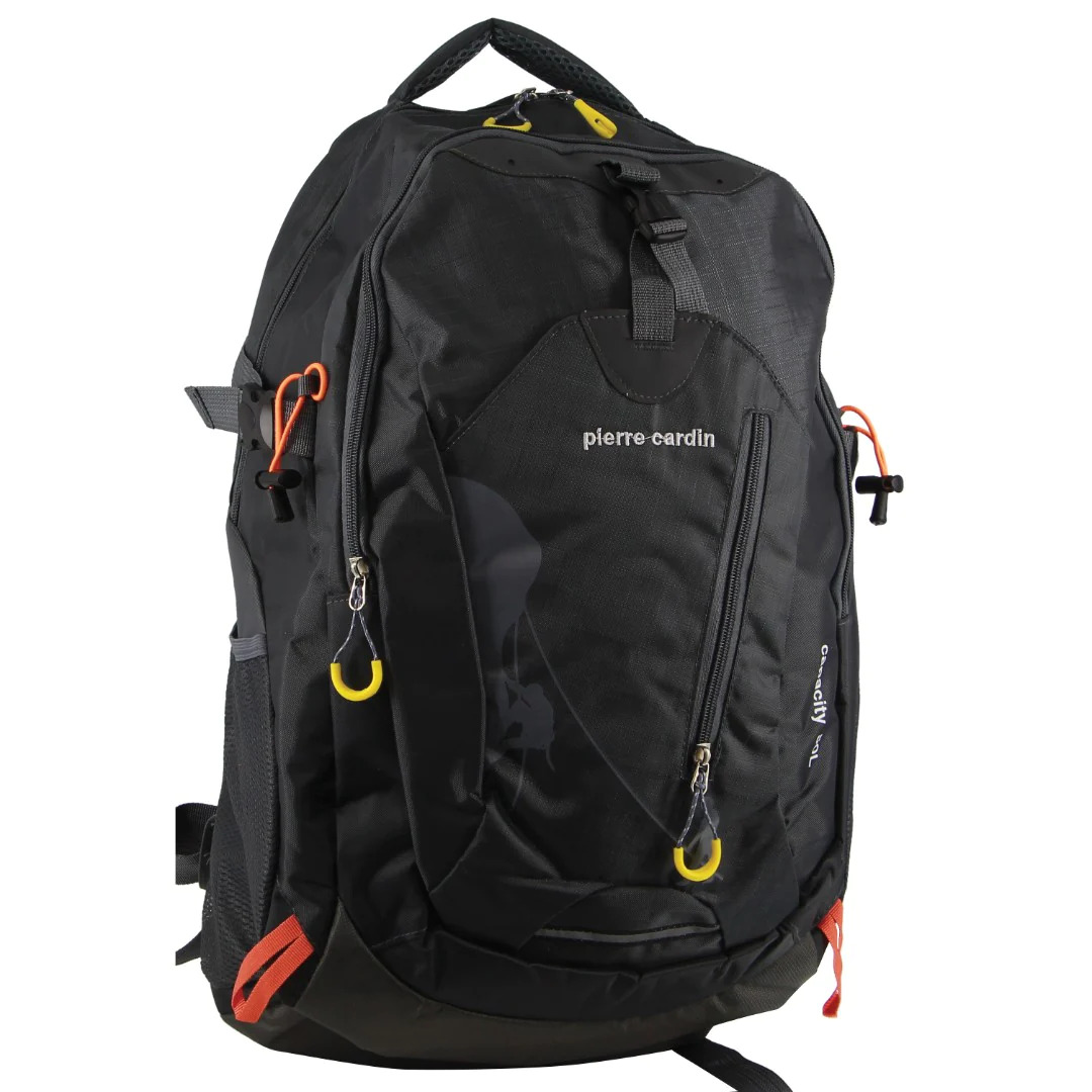V563-PC3850-GREY-177413-00 Pierre Cardin Mens Nylon Travel & Sport Medium Backpack Bag in Grey/Black - Image 1