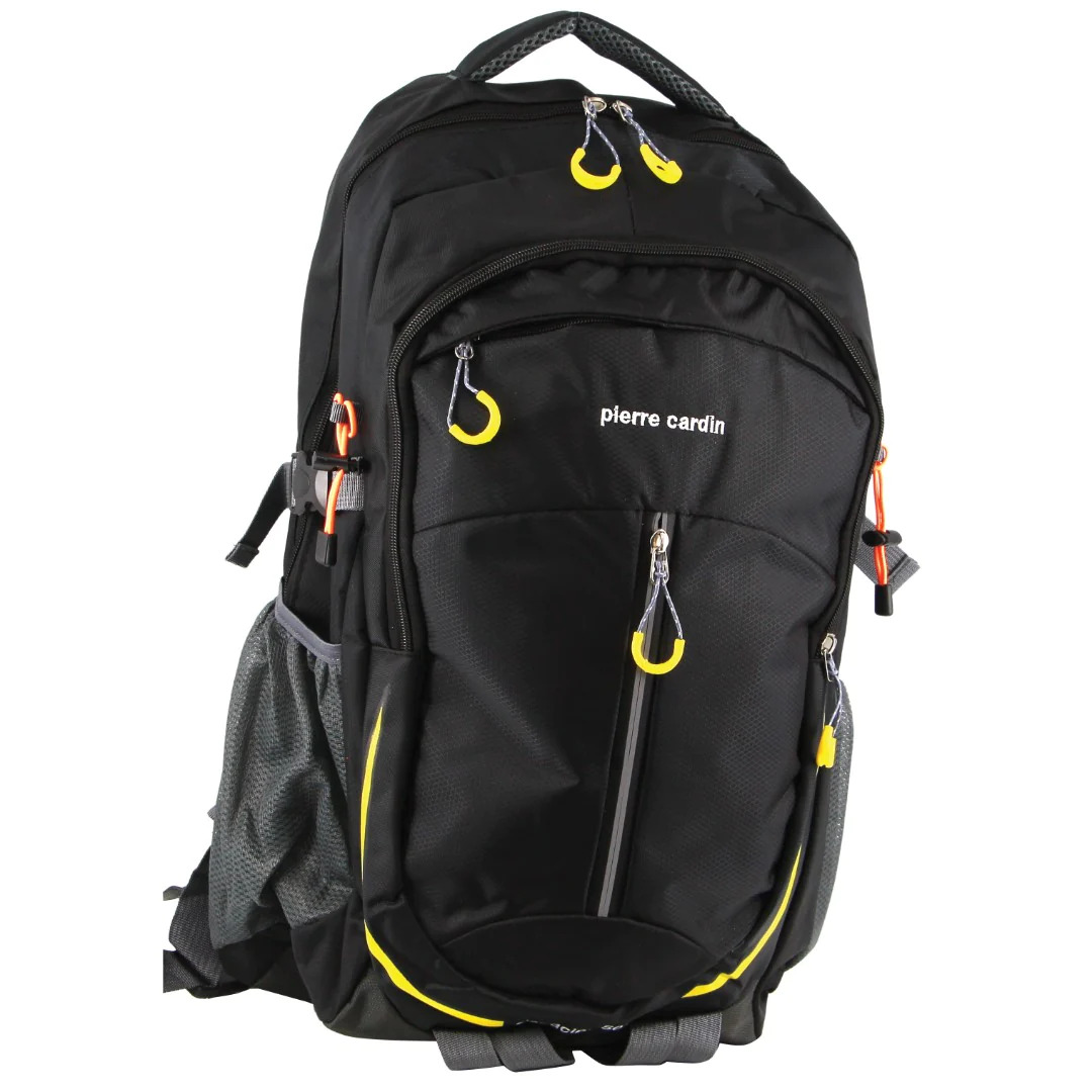 V563-PC3851-BLK-177415-00 Pierre Cardin Mens Nylon Travel & Sport Large Backpack Bag in Black - Image 1