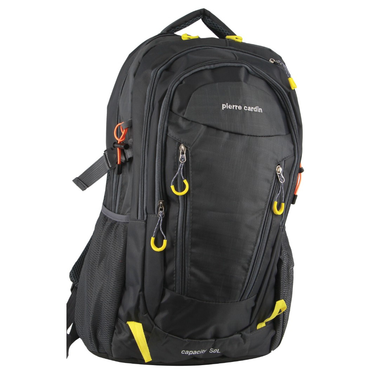 V563-PC3852-GREY-177417-00 Pierre Cardin Mens Nylon Adventure Travel & Sport Large Backpack Bag in Grey/Black - Image 1