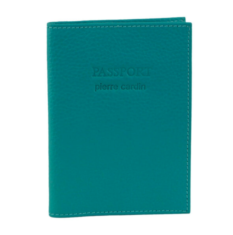 V563-PC3909-TURQUOISE-174035-00 Pierre Cardin Slim Leather Passport Wallet Holder RFID Case Cover - Turquoise - Image 1