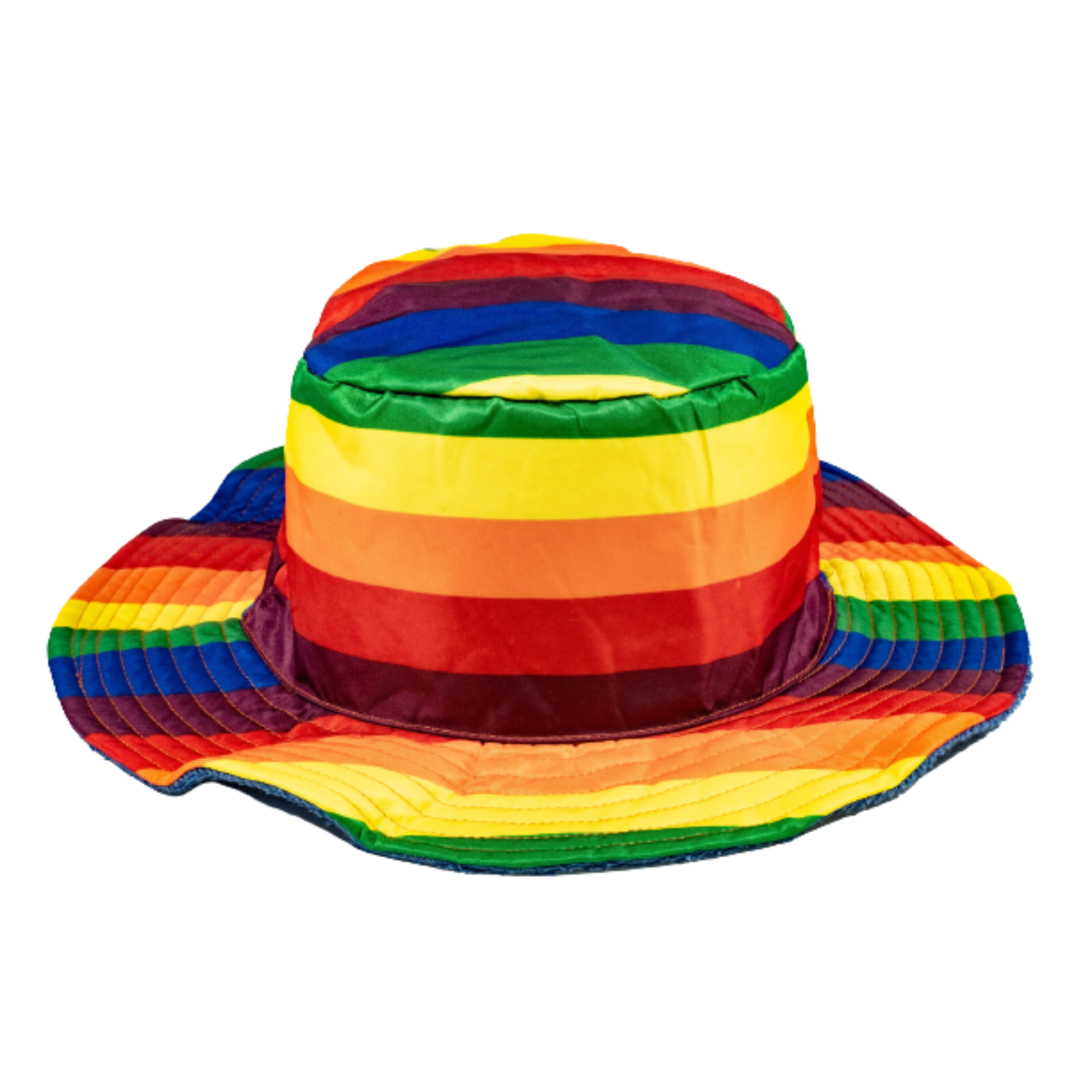 V563-RAINBOWTERRY-L-202503051925-00 Rainbow Terry Towelling Bucket Hat Gay Lesbian Mardi Gras Party Cap LGBT - Reversible - Large (58cm) - Image 1
