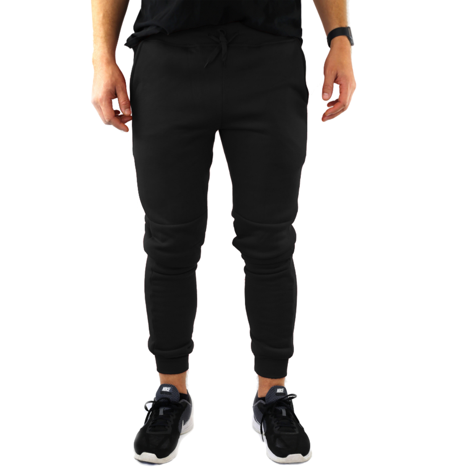 V563-RIFLESSI-BLACK-XL-140655-00 Mens Skinny Track Pants Joggers Trousers Gym Casual Sweat Cuffed Slim Trackies Fleece - Black - XL - Image 1