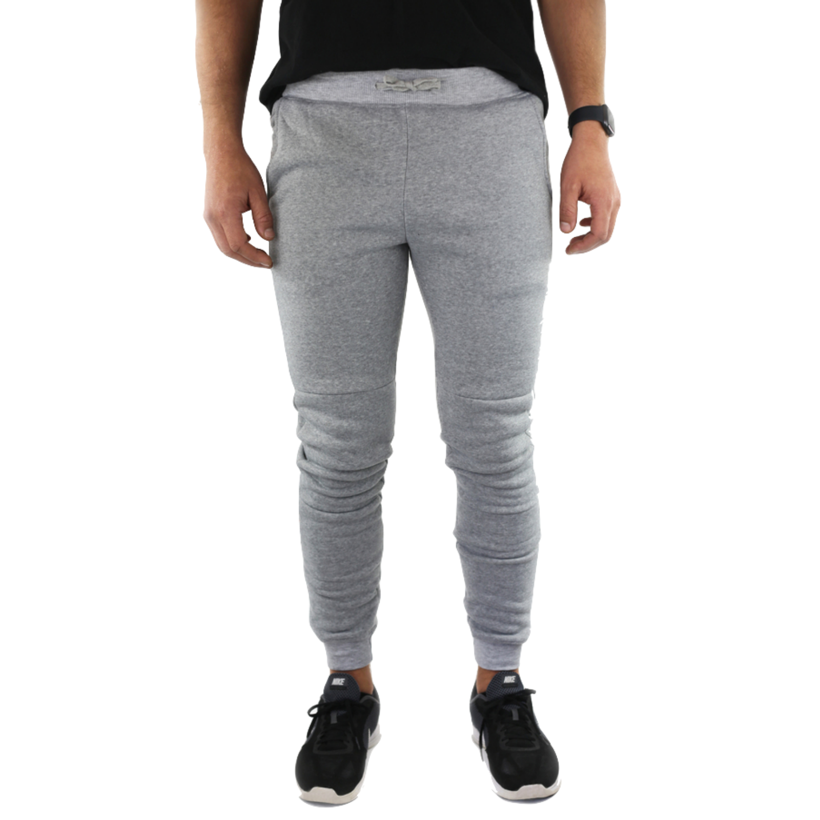 V563-RIFLESSI-HEATHERGREY-L-140633-00 Mens Skinny Track Pants Joggers Trousers Gym Casual Sweat Cuffed Slim Trackies Fleece - Heather Grey - L - Image 1