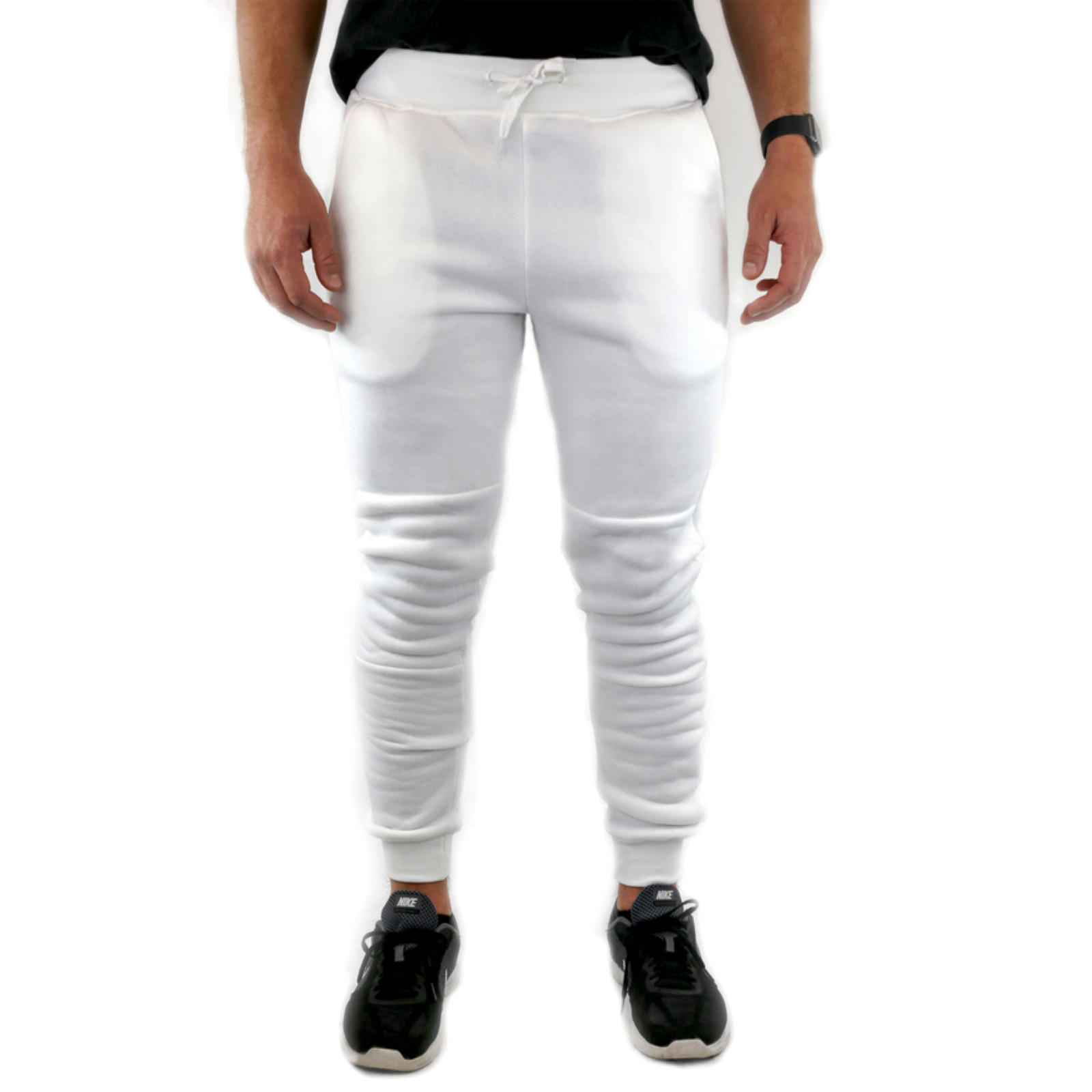 V563-RIFLESSI-WHITE-S-140642-00 Mens Skinny Track Pants Joggers Trousers Gym Casual Sweat Cuffed Slim Trackies Fleece - White - S - Image 1