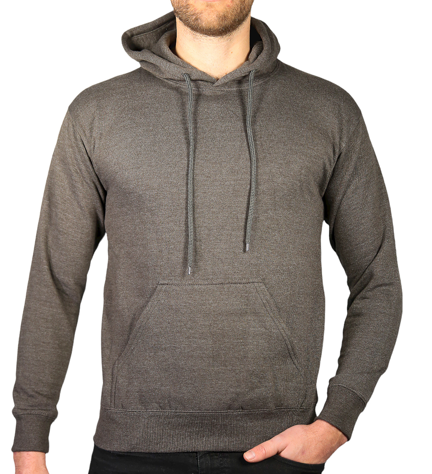 V563-SANNFIELD-CHAR-S-202503041231-00 Adult Mens 100% Cotton Fleece Hoodie Jumper Pullover Sweater Warm Sweatshirt - Charcoal Grey - S - Image 1