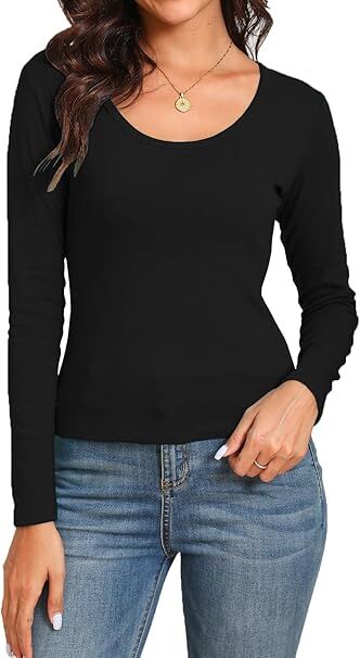V563-SI-018-BLACK-10_12-202503051435-00 Womens Thermal Cotton Long Sleeve Spencer Tops Long Sleeve Underwear in Black - 10-12 - Image 1