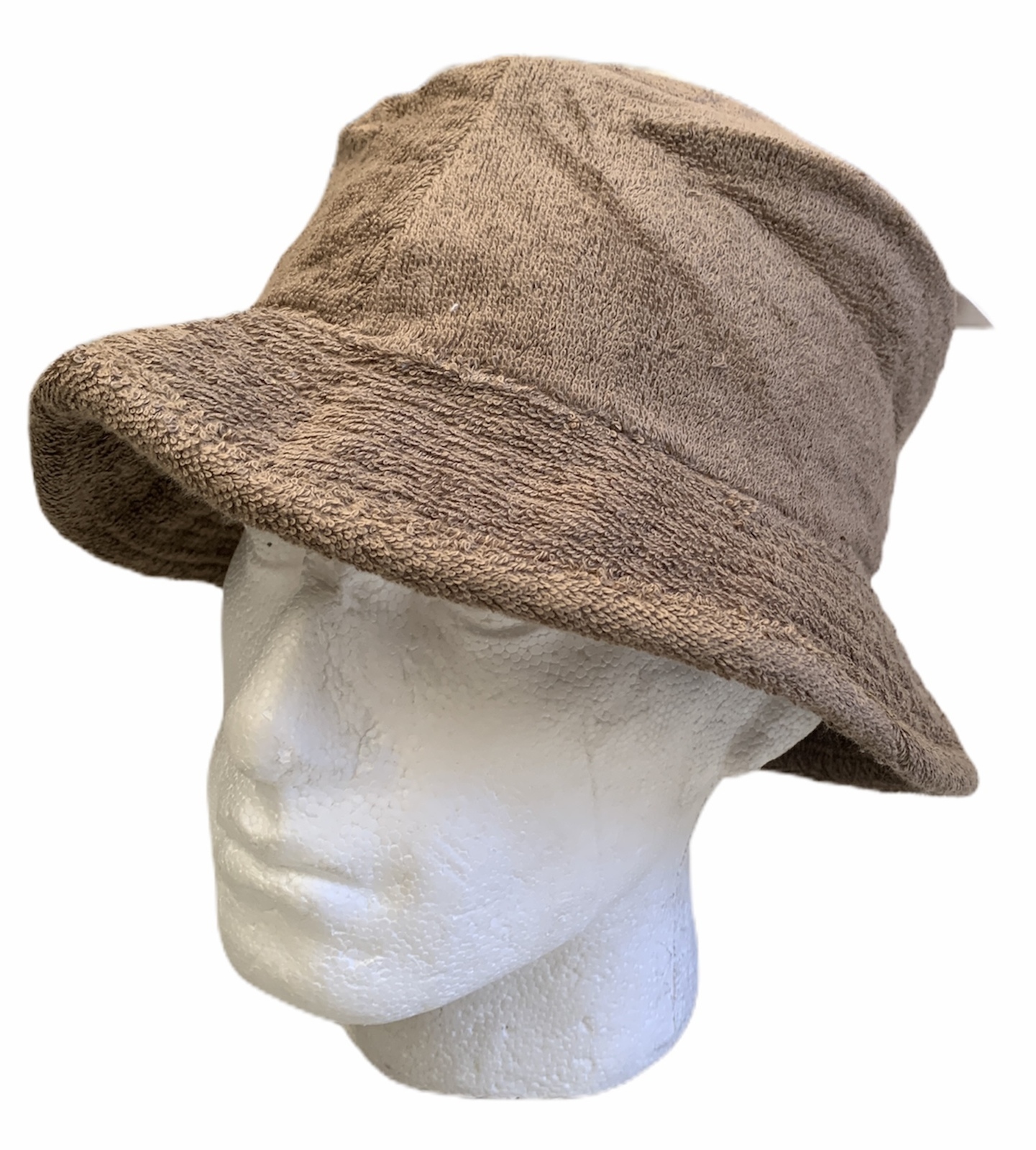 V563-STINGYTWLING-KHAKI-L_XL-202503051715-00 Stingy Brim Terry Towelling Bucket Hat Daggy Fishing Camping Lad Cap 100% COTTON - Khaki - L/XL - Image 1