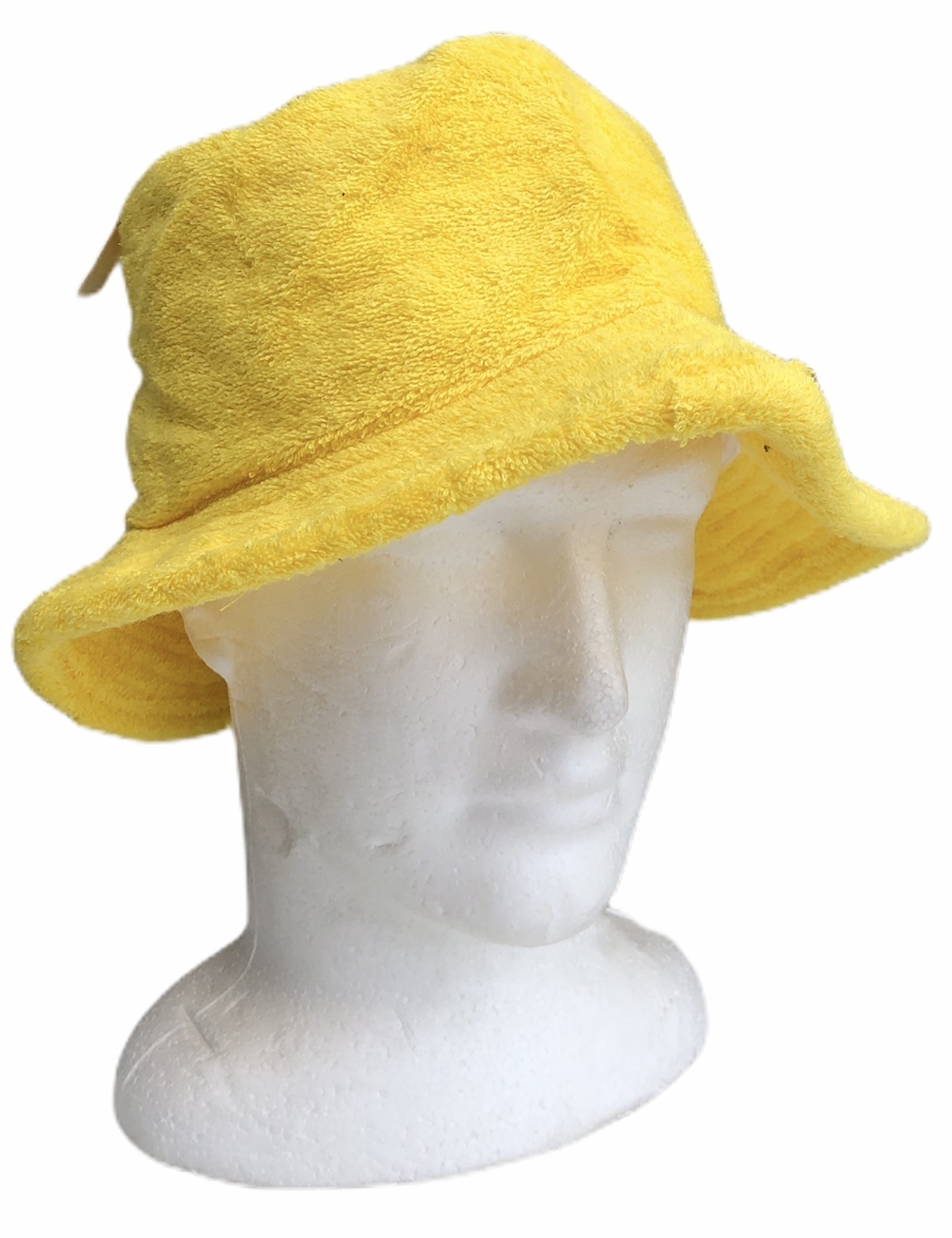 V563-STINGYTWLING-YLW-S_M-202503051716-00 Stingy Brim Terry Towelling Bucket Hat Daggy Fishing Camping Lad Cap 100% COTTON - Yellow - S/M - Image 1