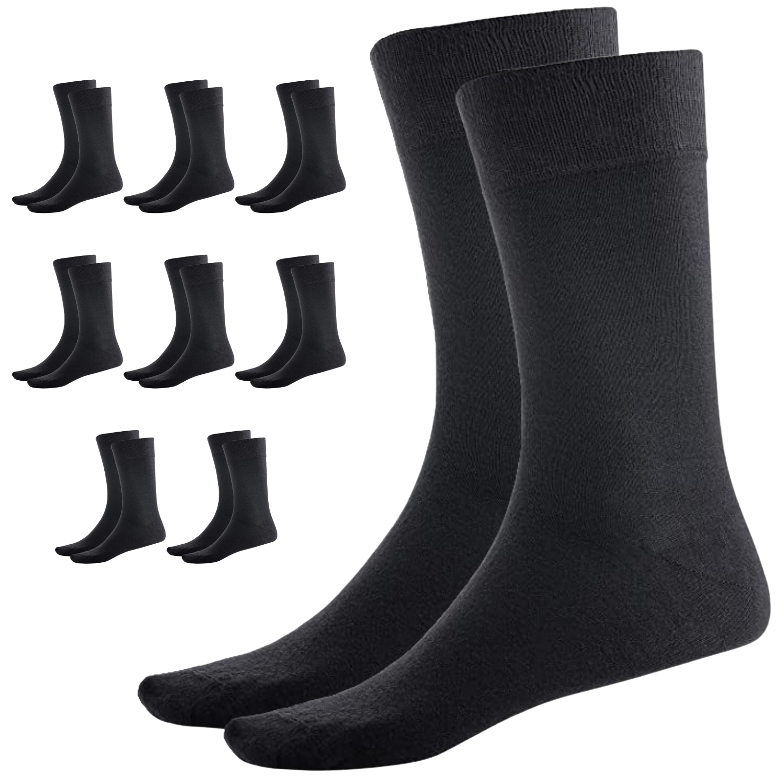 V563-UP-9BMBCREW-BLK-6_11-202503051731-00 9 Pairs BAMBOO SOCKS Crew Natural Eco Healthy Enviro Unisex Work Business BULK - Black - 6-11 - Image 1