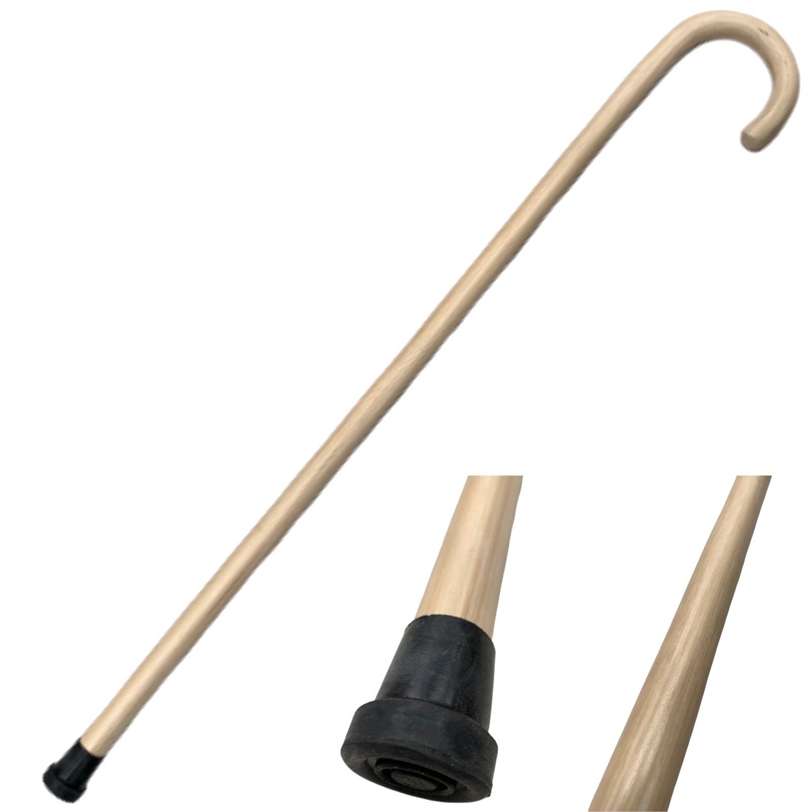 V563-WOODENWALKINGSTICK-BEIGE-202503030935-00 93cm WOODEN WALKING STICK Wood Cane Pole Carved Varnished Deluxe Sturdy - Beige - Image 1