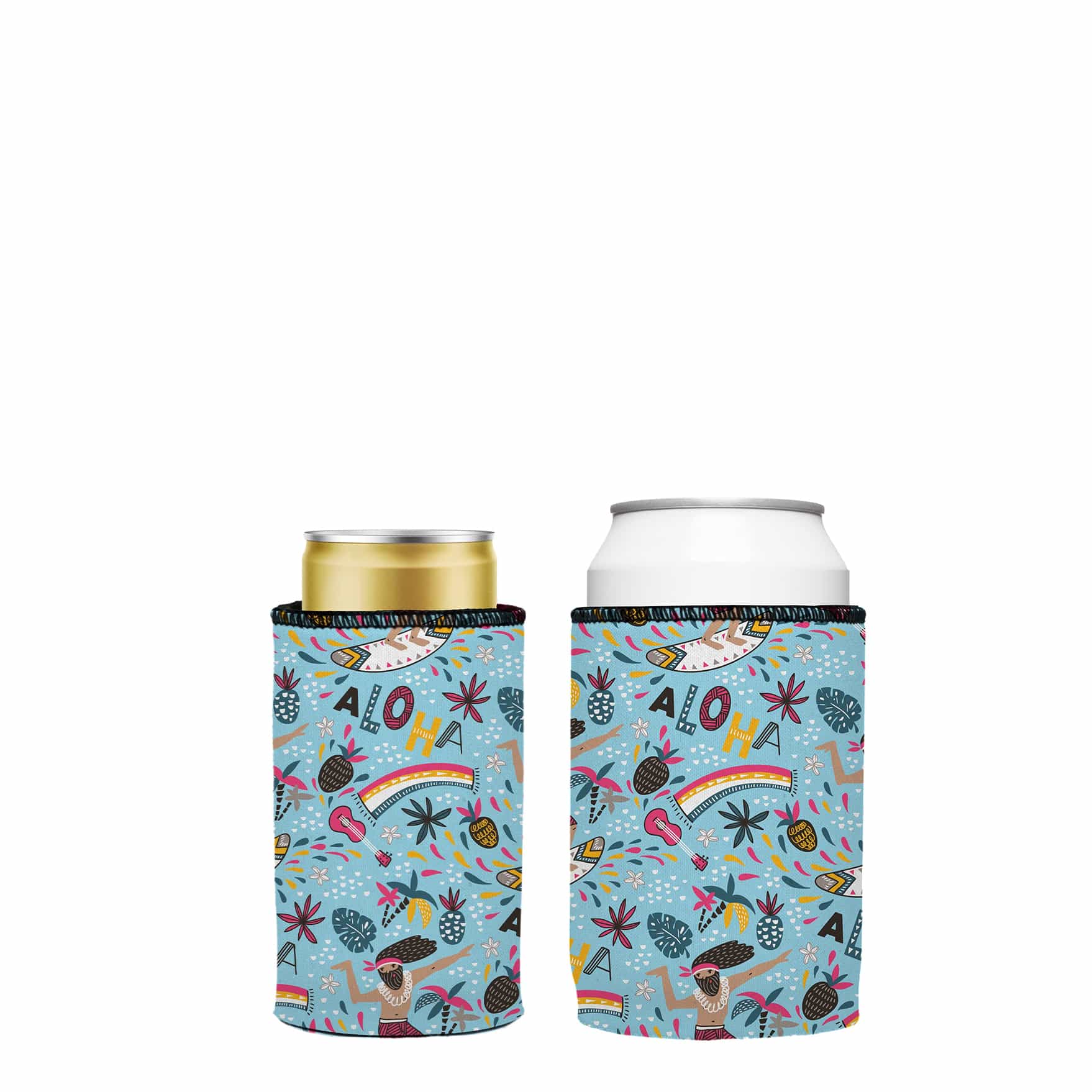 V570-ST-2529-A-2-202503260916-00 Surfing Aloha Stubby Cooler 2-Pack - Standard - Image 1