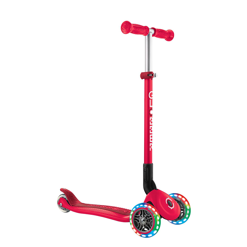 V572-432-102-3-202503280136-00 Globber PRIMO Foldable Lights Scooter - New Red/Dark Red - Image 1