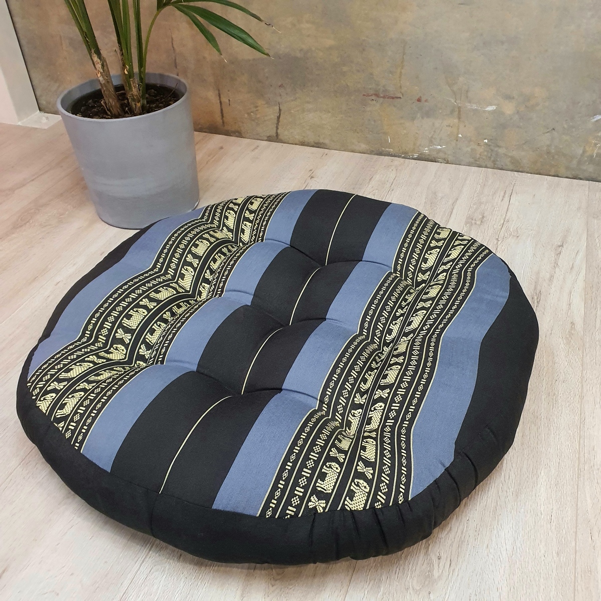 V574-TTPZAFUROUND75BLUEELE-131522-00 Jumbo Size Zafu Meditation Cushion Filled with Natural Kapok Fiber BlueEle - Image 1