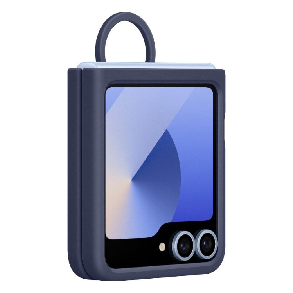 V578-EF-PF741TNEGWW-202505231045-00 Samsung Silicone Case with Ring for Galaxy Z Flip6 - Dark Blue - Image 1