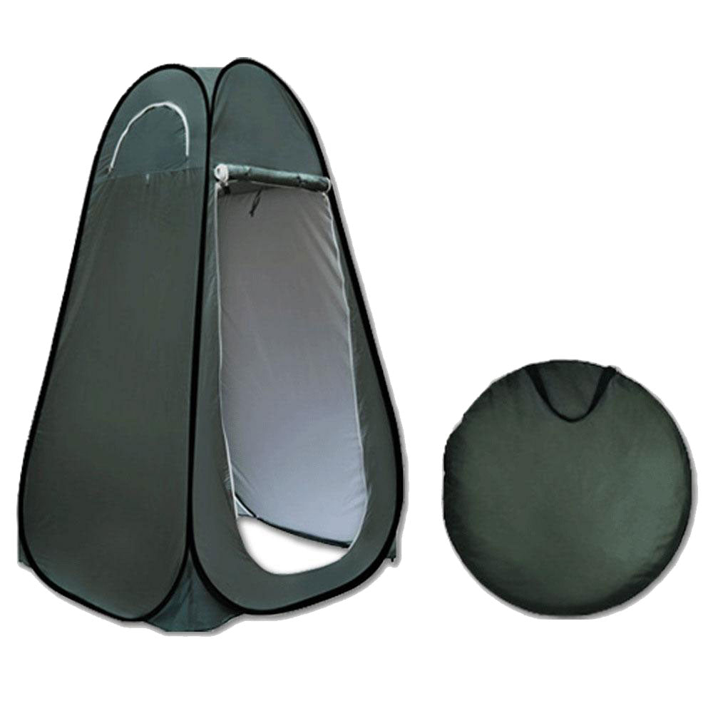V610-POPSHOTEN-GR-WIN-218874-00 Pop Up Camping Shower Toilet Tent Outdoor Privacy Portable Change Room Shelter Silver Linen - green - Image 1