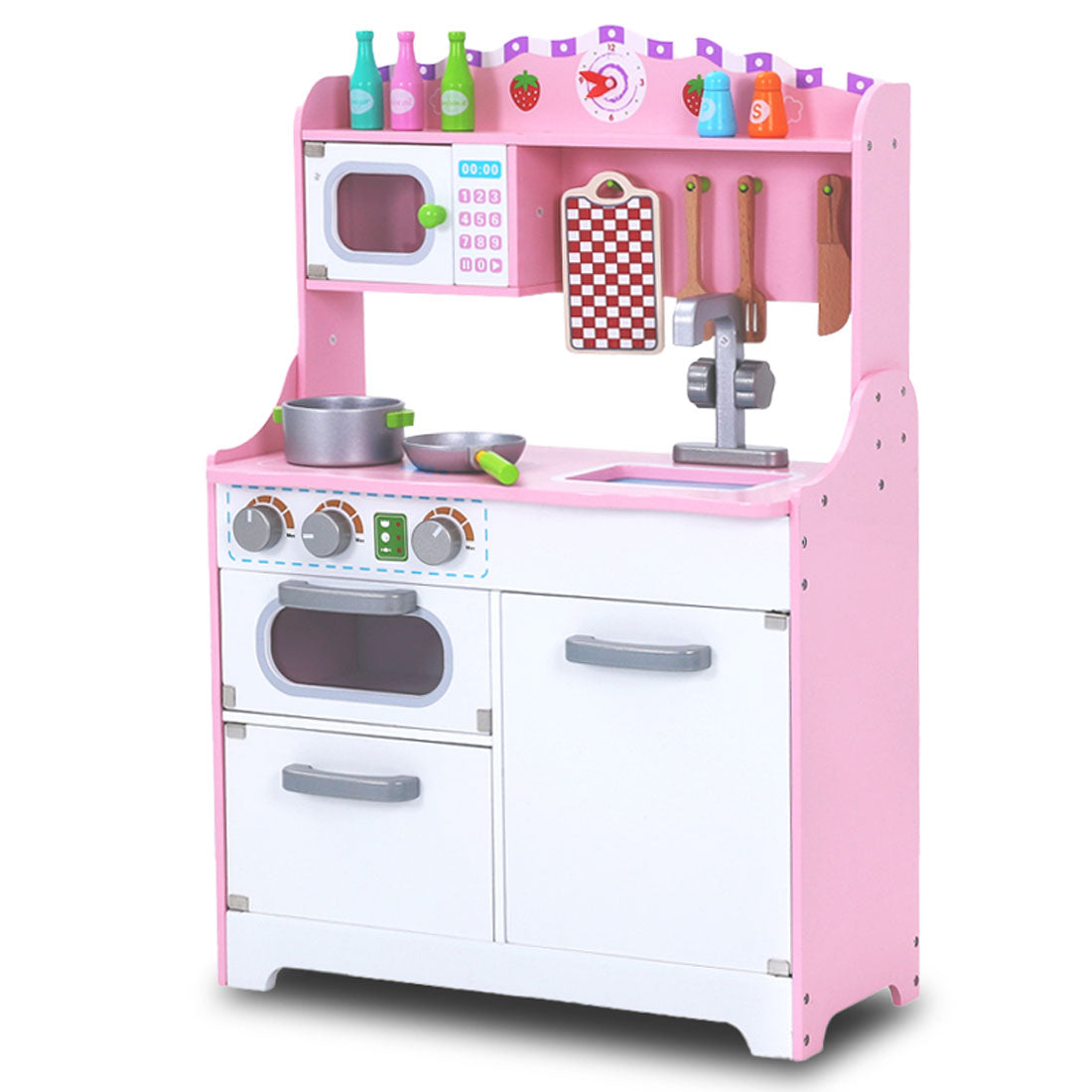 V610-TOY-KIT0707-218894-00 Kids Wooden Kitchen Pretend Play Set Toy Toddlers Children Cooking Food Cookware - Image 1